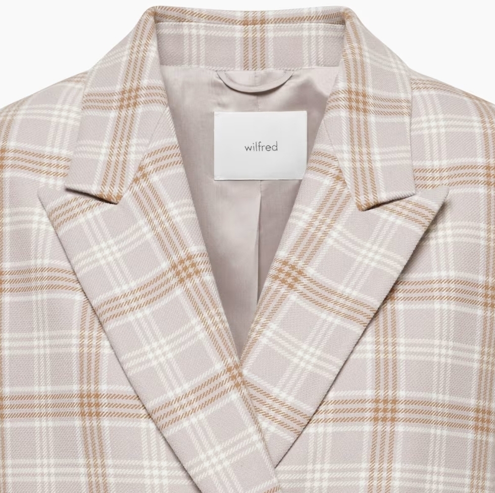 Aritzia Wilfred Destiny Double Breasted Plaid Professional Casual Blazer Size 4 - Picture 4 of 16